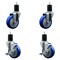 Service Caster 4'' SS Blue Poly Wheel Swivel 1-3/4'' Expanding Stem Caster Set 2 Brakes, 4PK SCC-SSEX20S414-PPUB-BLUE-2-TLB-2-134 - alternate 1